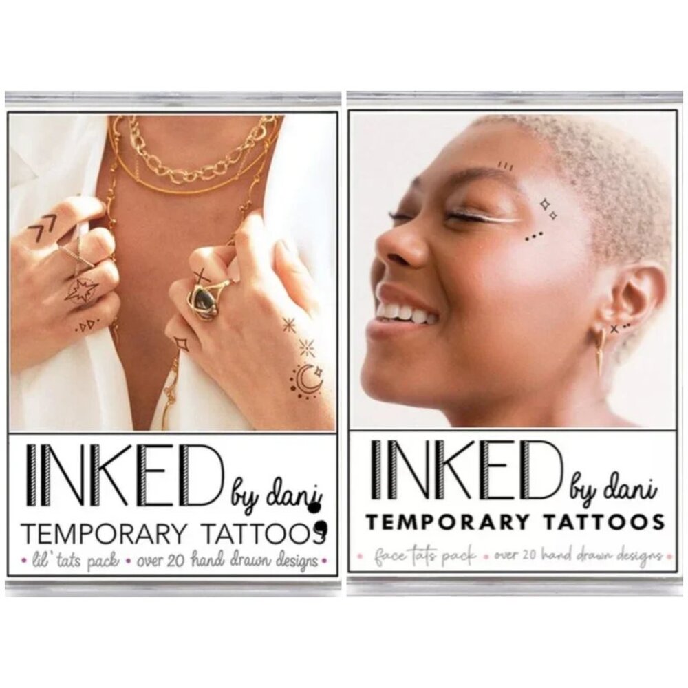 INKED by Dani Temporary Tattoo Packs - Lil’ Tats Set & Face Tats Set